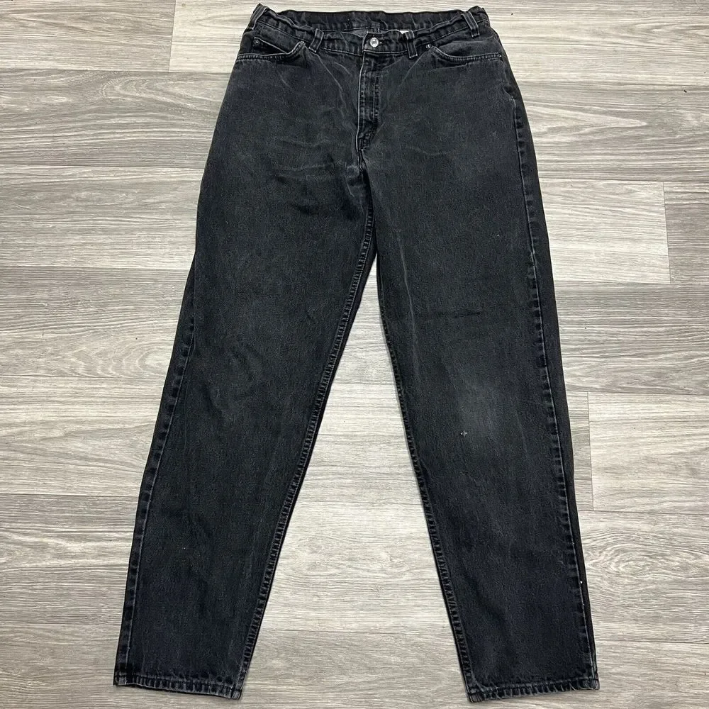 Vintage 90s Levi's 560‎ Jeans Men 36x34 Fit 32x33 Black Orange Tab Faded Denim
